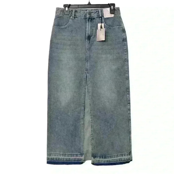 Happily Grey Denim Maxi Jean Skirt, Size 3/25 - Picture 1 of 2